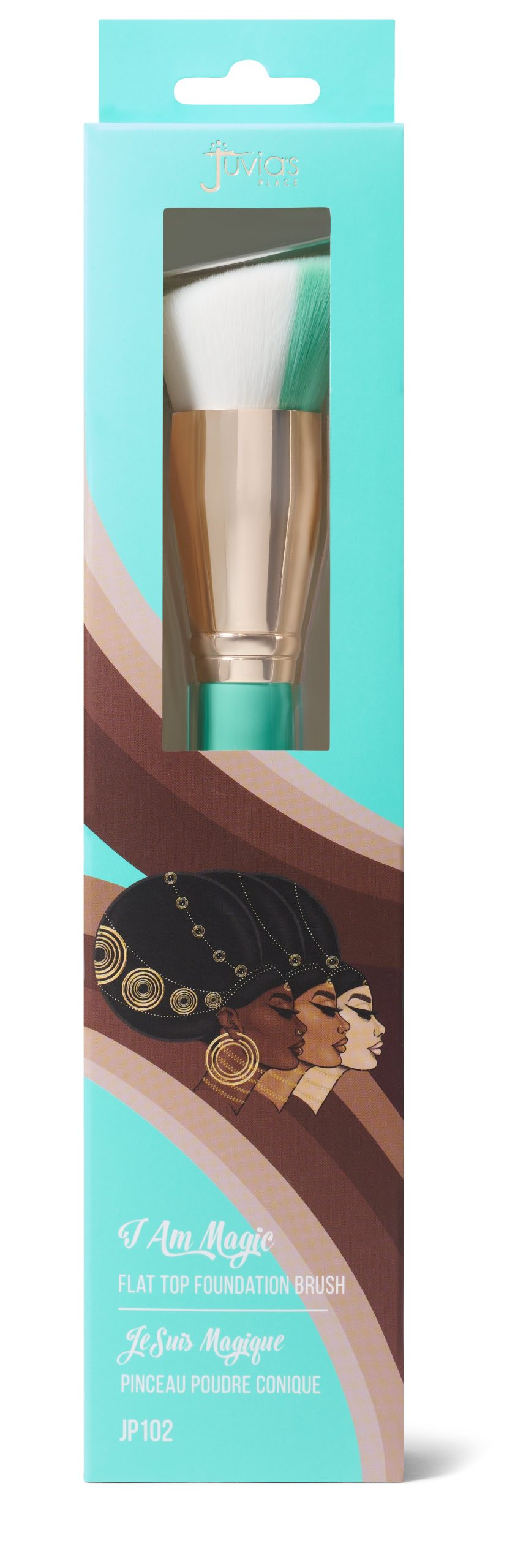 I Am Magic Flat Top Foundation Brush- Blue and White - Image 3